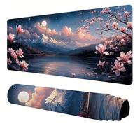 Black Mouse Mat Landscape Desk Mat 1400x600x3mm Mouse Pad Large, Waterproof Mousepad with Stitched Edges and Non-Slip Rubber Base Mousemat, Desk Accessories for Men, Work From Home Essentials J1-189