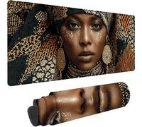Black Mouse Mat Large 1200 x 600 x 3 mm Extended Gaming Mouse Pad African Woman Desk Mat With Stitched Edges, Waterproof Mousepad, Non-Slip Rubber Base Desk Pad for Home Office Accessories z-6641