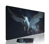 Black Mouse Mat Large Gaming Mouse Pad Unicorn Computer Keyboard Pads xxl 1000x400x3mm Waterproof Smooth Cloth Surface with Rubber Base Non-Slip Desk Matt with Stitched Edges for PC Laptop w-3777