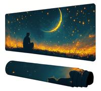 Black Mouse Mat Starry Sky Desk Mat 900x500x3mm Mouse Pad Large, Waterproof Mousepad with Stitched Edges and Non-Slip Rubber Base Mousemat, Desk Accessories for Men, Work From Home Essentials J1-679