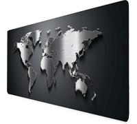 Black Mouse Mat World Map Gaming Mouse Pad Large XXL Desk Mat with Non-Slip Base and Stitched Edge Keyboard Pad for Gaming/Home/Office Accessories, Improved Precision and Speed (90 x 40cm) 915-1bd