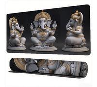Black Mouse Mat XXL 35.4x15.7x0.12 inch Large Gaming Mouse Pad Sacred Elephant Desk Mat Stitched Edges, Washable Japanese Mousepad with Anti-Slip Rubber Base Desk Pad for Laptop Office Decor, Model686