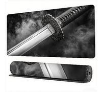 Black Mouse Mat XXL 47.2x23.6x0.12 inch Large Gaming Mouse Pad Sword Desk Mat Stitched Edges, Washable Japanese Mousepad with Anti-Slip Rubber Base Computers Desk Pad for Laptop Office Decor, Model857
