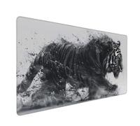 Black Mouse Mat xxl Gaming Mouse Pad 1200x400 mm non Slip Desk Mat, Tiger Extended Large Mousepad Waterproof & Durable & Stitched Edges Keyboard Mat for Home, Office, Gaming Room (48x16 Inch) 2S-198