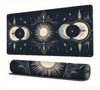 Black Mouse Pad 1500 x 800 x 3 mm XXL Desk Mat Moon Mouse Mat, Extended Japanese Mousepad Large Desk Pad with Non-Slip Base and Stitched Edge Office Accessories for Home Computers Gaming Work,Model754