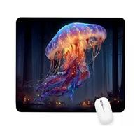 Black Mouse Pad 300x250x3mm Jellyfish Small Mouse Mat with Rubber Base Slogan Non-Slip Splash Resistant Surface Portable Desk Mat for Office, Work Home Gaming Desktop Decor, Woman/Men Gifts J-481
