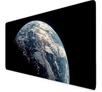 Black Mouse Pad Earth Large Mouse Mat, Gaming Desk Mat Soft Smooth Surface and Anti-Slip Rubber Base Waterproof Soft Cloth, Desk Accessories for Men, Home Office, Computer (Black 100 x 50cm) d5072
