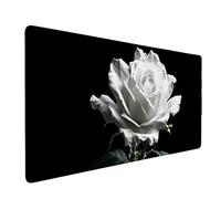 Black Mouse Pad Flower Large Mouse Mat 90 x 40cm Desk Mat Large Non-Slip Rubber Base-Smooth Cloth Surface, Durable Stitched Edges Desk Pad for Gaming, Computer, Office Accessories (Black) 51740q