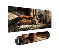 Black Mouse Pad Large 700x300mm, Fox Mouse Mat Waterproof Desk Mat with 3MM Stitched Edges, Non-Slip Rubber Base Mousepad Computer Accessories for Gaming, Office and Home, Gifts for Women -zjn2509O1