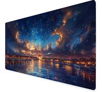 Black Mouse Pad Large 700x300x3 mm, Eiffel Tower Gaming Mouse Pad Waterproof Desk Mat with 3MM Stitched Edges, Non-Slip Rubber Base Mousepad Computer Accessories for Gaming, PC, Office -yym25099E