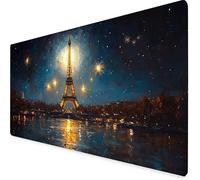 Black Mouse Pad Large 900x400x3mm, Eiffel Tower Gaming Mouse Pad Waterproof Desk Mat with 3MM Stitched Edges, Non-Slip Rubber Base Mousepad Computer Accessories for Gaming, PC, Office -yym25099O