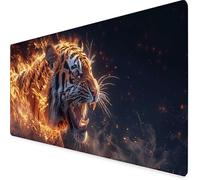 Black Mouse Pad Large 900x400x3mm, Tiger Gaming Mouse Pad Waterproof Desk Mat with 3MM Stitched Edges, Non-Slip Rubber Base Mousepad Computer Accessories for Gaming, PC, Office, Home, Gifts -yym2509VS