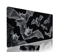 Black Mouse Pad Large Gaming Keyboard Pads 39.4x15.7x0.12 inch Computer Full Desk Mat Waterproof with Rubber Base Non-Slip xxl Bat Laptop Mat Gaming Accessories with Stitched Edges for Office w-5349