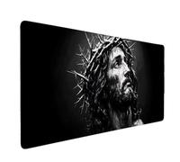 Black Mouse Pad Portrait Of A Man Large Mouse Mat 90 x 40cm Desk Mat Large Non-Slip Rubber Base-Smooth Cloth Surface, Durable Stitched Edges Desk Pad for Gaming, Computer Accessories (Black) 52923u