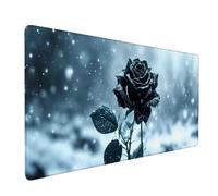 Black Mouse Pad Rose Large Mouse Mat 90 x 40cm Desk Mat Large Non-Slip Rubber Base-Smooth Cloth Surface, Durable Stitched Edges Desk Pad for Office, Work, Computer Keyboard Accessories (Black) 52349o