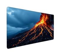 Black Mouse Pad Volcano Large Mouse Mat 90 x 40cm Desk Mat Large Non-Slip Rubber Base-Smooth Cloth Surface, Durable Stitched Edges Desk Pad for Gaming, Computer, Office Accessories (Black) 50683p