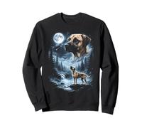 Black Mouth Cur Howling to the Moon Retro 90's Brown Dog Sweatshirt