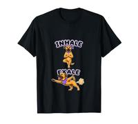 Black Mouth Cur Practicing Yoga Inhale - exale DIGOR Funny T-Shirt