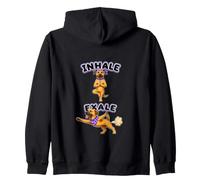Black Mouth Cur practicing yoga inhale - exale DIGOR funny Zip Hoodie