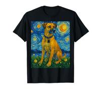 Black Mouth Cur Starry Night Van Gogh Inspired Hunting Dog T-Shirt