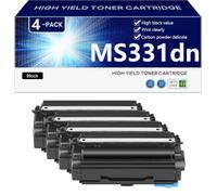 Black MS331dn Hight Capacity Toner Cartridge Replacement for Lexmark MS331dn MS431dn MS431dw MX331adn MX431adn MX431adw Printer, High-Definition Printing, 3000 Pages,Black-4 pack
