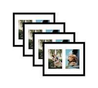 Black Multi Photo Frame - Holds 2 x 7x5 Pictures, Family Collage Picture Frame for Wall Display, 14x11 Frame size, Set of 4