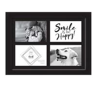 Black Multi Photo Picture Frames - Multiple Photos 4x6 Inch Frame To Fit Multiple Photos Multi Aperture Wood Frame (4- Aperture)