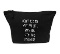 Black Multipurpose Cotton Zipped Canvas Bag Don't Ask why I'm Late
