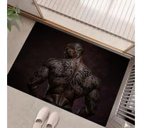 Black Muscular Man Washable Door Mats Indoor, Modern Style Mat Absorbent Non-Slip Low Profile Doormat For Entrance, Inside, Kitchen, Front Back Door, Pets Dogs- 60 X 90 Cm, Dark Brown