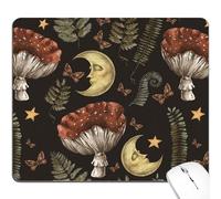 Black Mushroom Moon Mouse Pad Dark Cute Vintage Cottagecore Plant Mousepad for Desk Mat Pad Rectangular Magic Nature Forest Washable Office Accessories Decor Computer Laptop Wireless Travel Gaming
