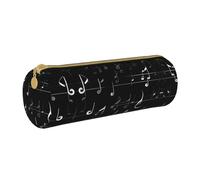 Black Music Notes Carry On Pen and Pencil Case,Multipurpose Stationery Pouch for for High School College Students