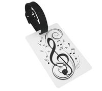 Black Music Notes Luggage Tag Durable ID Tag for Suitcase & Travel Bag, Travel Essential