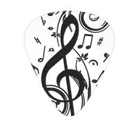 Black Music Notes Print,12 Pcs Guitar Pick,3 Different Thickness Plectrums for Acoustic Guitar Bass Ukulele (0.46mm 0.96mm 0.71mm)