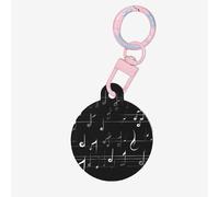 Black Music Notes Print Circular Pet Ornament Id Tags for Dog and Cat, Round Acrylic Pet Tag, Multiple Colors Sizes