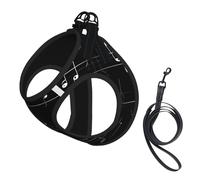 Black Music Notes Print Dog Harness Leash Set Reflective Pet Harness Puppy Vest Suitable Dogs Cats Small Breeds