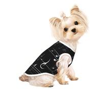 Black Music Notes Print Dog Lightweight Shirt,Summer Cool Breathable Dog t Shirts,Pet Sleeveless Stretchy Clothes