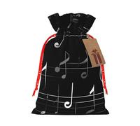 Black Music Notes Print Gift Reusable Drawstring Pouches For Party Favors Seasonal Winter Celebration Bags