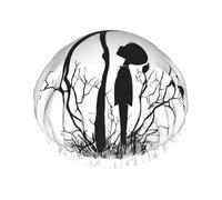 Black Music Notes Print Premium Double Layer Shower Cap For Women With Reusable Shower Cap For Hair - Waterproof Plastic Cap - Shower Caps For Long, Short And Curly Hairs