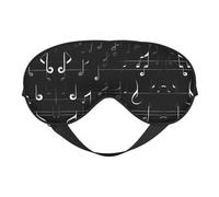 Black Music Notes Print Sleep Mask Silk-Like Eye Mask Sleeping Eye Mask for Women Men for Travel Sleep Relaxation