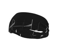 Black Music Notes Print Sports Sweatband Stretchy Breathable And Moisture Wicking Headband For Running