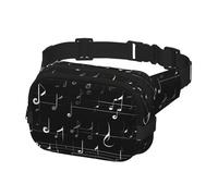 Black Music Notes Print Waist Bag Fanny Packs for Men&Women with Adjustable Belt for Outdoors Workout