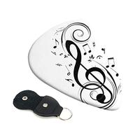 Black Music Notes Set Of 6 Guitar Plectrums For Acoustic Guitar, Electric Guitar, Bass, Ukulele - Thin, Medium And Thick.