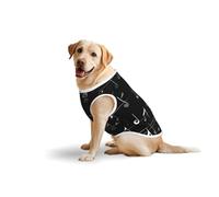 Black Music Notesprint Large Pets Vest Party Travel Breathable Summer Lightweight Soft Cozy Sleeveless