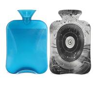 Black Music Record Hot Water Bottle with Cover, 2L Hot Water Bag for Pain Relief, Neck and Shoulder, Hand Feet Warmer