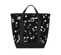 Black Musical Note Signs,Lunch Bags Large Capacity Insulated Tote Bag For Women Men Work Picnic Travel