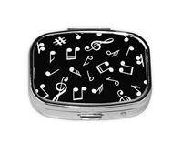 Black Musical Note Signs,Meta Pill Box 2 Compartment Medicine Case,Portable Organizer,Rectangle Meta Portable Organizer Pill Box 871 Compartment Medicine Case