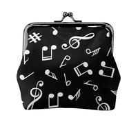 Black Musical Note Signs, PU Leather Coin Purse, Small Wallets, Change Pouch with Kiss Lock Clasp Buckle, Change Purse