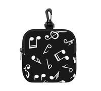 Black Musical Note Signs, Square Zipper Storage Bag, Neoprene Coin Purse, Small Wallets, Change Pouch, Change Purse