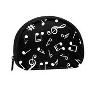 Black Musical Note Signs, Women's Storage Bag Shell Makeup Bag Small Coin Purse Shell Change Pouch