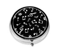 Black Musical Note SignsMeta Pill Box 3 Compartment Medicine Case,Portable Organizer
